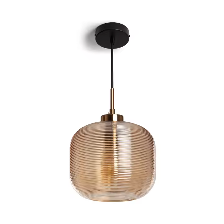 Ledkia Lámpara Colgante Metal y Cristal Beryl Gris Humo - 1