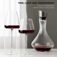 Vaso De Vino Tinto Ultra-Fino De Cristal Hecho a Mano 260-650ML Capacidad Gran Abdomen Para Prueba De Vino Bordeado De Burdeos Y Burgundy - details 4