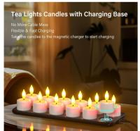 Velas de té recargables, 12 velas LED eléctricas sin llama, impermeables, parpadeantes, con temporizador remoto, estación de carga para baño, hogar, habitación, Halloween, decoraciones de fiestas, verano. - details 2