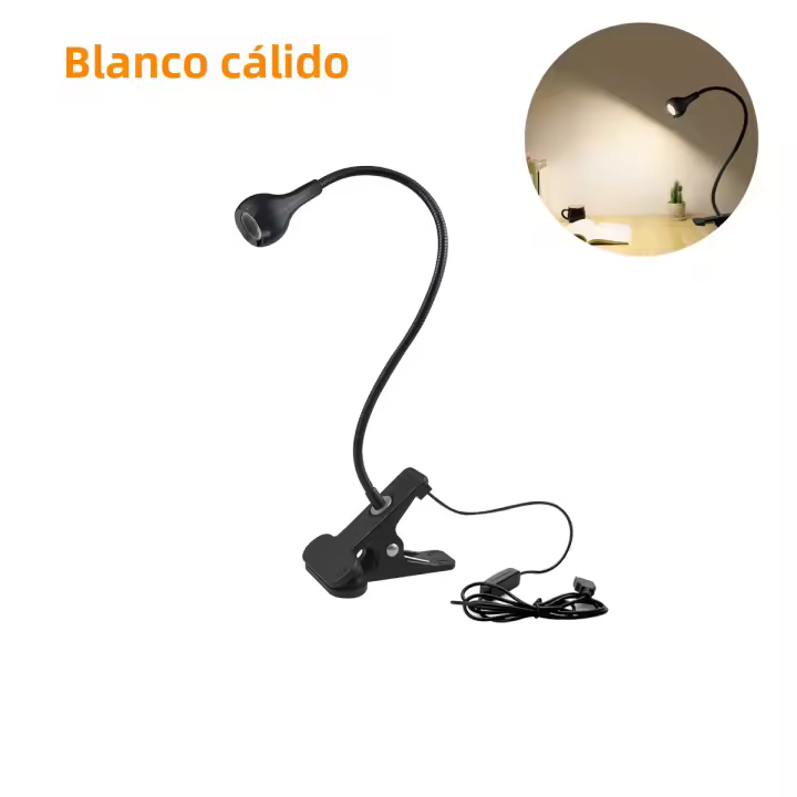 Lámpara De Escritorio Flexible 360° Con Clip USB Luz Nocturna Para Lectura Y Estudio Luz De Mesa Para Libros Material De Aluminio Y PVC Estilo Contemporáneo - 1
