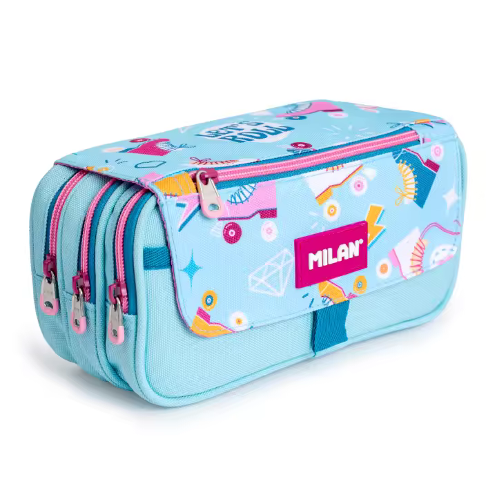 Milan Roller 2 - Estuche Portatodo Triple con Cuatro Cremalleras para Material Escolar - 1