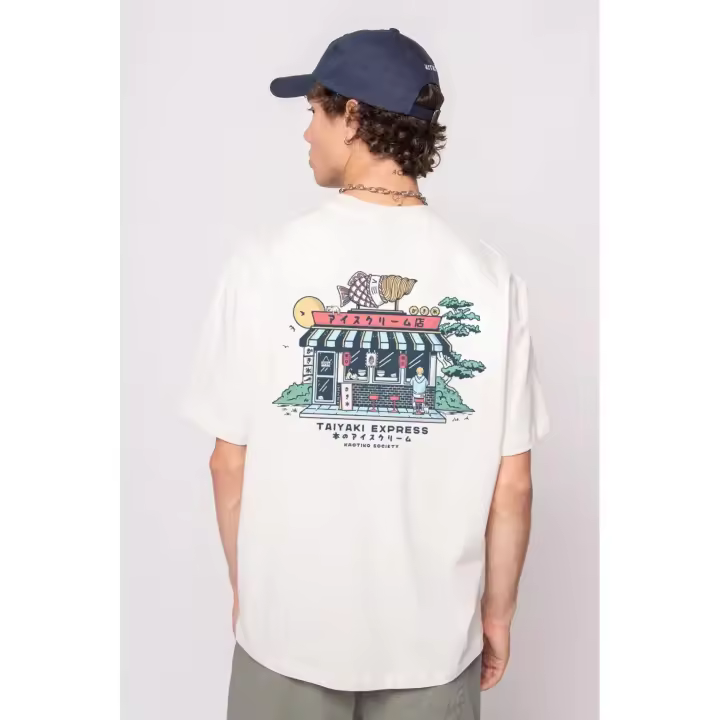 Kaotiko Camiseta Hombre Taiyaki Ivory Beige - 1
