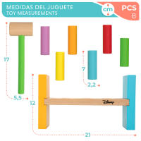 WOOMAX - Banco de madera Disney Baby 21 cm, juego de martillo con 8 piezas, juguete educativo para golpear y encajar, golpear al topo, juega y aprende, desarrolla la motricidad, para niños +12 meses - details 4