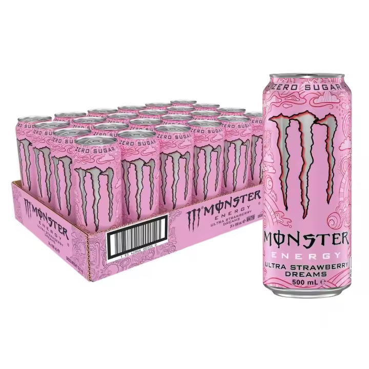 Monster Energy Nacional ULTRA STRAWLBERRY DREAMS 500ML bebida energeticas sin azucar caja 24 unidades - 1