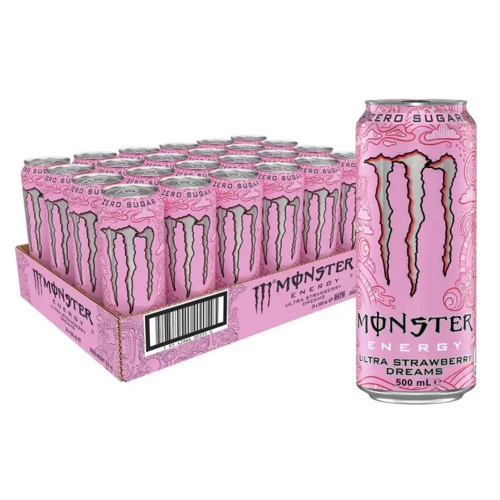 Monster Energy Nacional ULTRA STRAWLBERRY DREAMS 500ML bebida energeticas sin azucar caja 24 unidades - 1