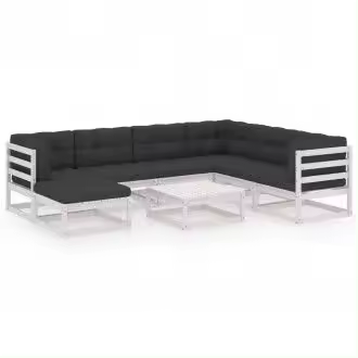 VIDAXL conjunto de muebles para jardín color blanco con cojines de poliéster antracita vida xl - 1