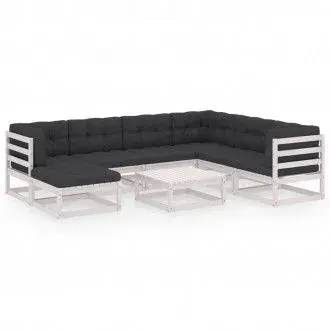 VIDAXL conjunto de muebles para jardín color blanco con cojines de poliéster antracita vida xl - 1