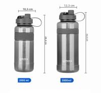 Botella De Agua Deportiva Grande Con Doble Pajita 1L 2L 3L BPA Free Reutilizable Para Exteriores Con Correas Para Adultos - details 2