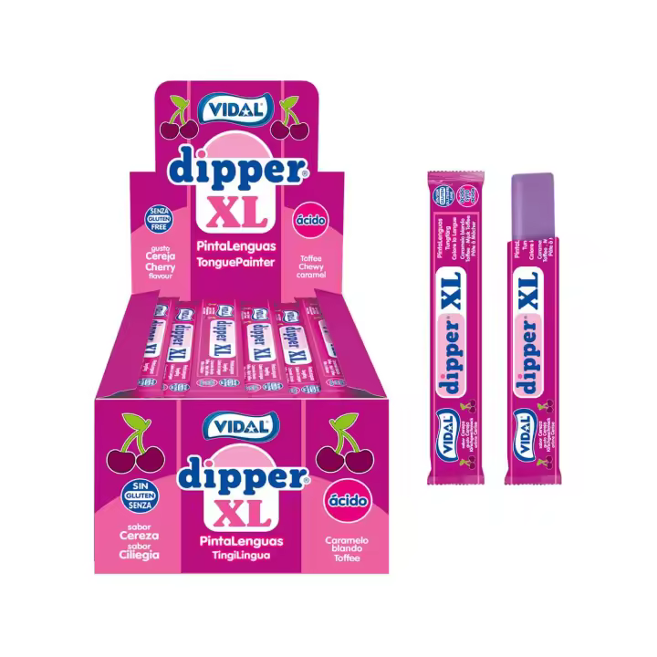 🥇 DIPPER XL CEREZA 1KG - ¡CARAMELOS BLANDOS XL SABOR CEREZA! 🍒 | SIN GLUTEN | SIN GRASA | VIDAL ORIGINAL - 1