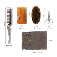 Cepillo De Barba Para Hombres Con Cerdas De Cerdo Natural Y Madera Cepillo De Afeitar Y Peine Para Bigote Set De Limpieza Incluye Bolsa De Regalo - details 6