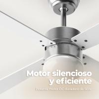 EVVO Ventilador de techo con luz V415 Steel, silencioso, Ø106cm, 4 aspas, 3 velocidades, 56W, invierno-verano - details 1