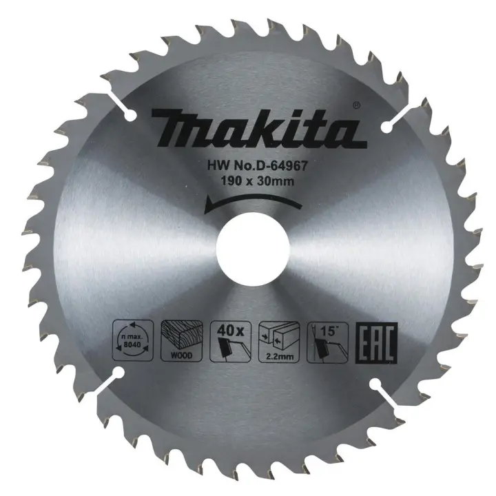 MAKITA - D-64967 Disco sierra circular , Standard TCT 190 x 30 mm, 40 D MAKITA - 1
