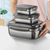 Caja De Alimentos Airtight De Acero Inoxidable 304 Caja De Almuerzo Bento Con Tapa Caja De Guardaño Para Picnic Y Camping - details 1