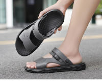 Sandalias De Verano Para Hombre PU Cuero Tacones Medios Antideslizantes Abierta Delante Zapatillas De Playa Cierre De Hebilla - details 23