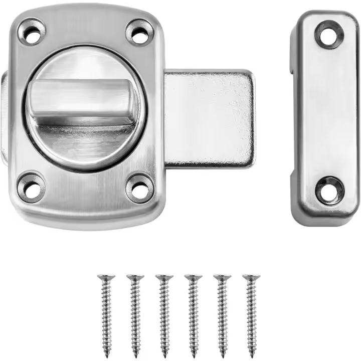 Gire la cerradura del pestillo de la cerradura de la Puerta del Baño DE LA Puerta del Maple inoxidable, aplicable a las diversas Puertas, Plata - 1
