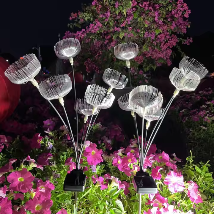 2PCS Luz Decorativa Solar De Jardín RGB Jirafa De Gel Luz De Paisaje Exterior Para Jardín Cepillo De Fibra Óptica De Gradiente - 1