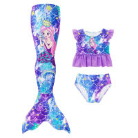 3PCS Traje De Sirena Para Niñas Traje De Baño Princesa Conjunto De Natación Polyester Elastane Estilo Mermaid Summer Swimable - details 18