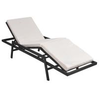 vidaXL Tumbona con cojín de ratán sintético Marrón, Negro, Sillas de Exterior Ideal para jardín, playa, piscina, terraza Tumbona Piscina Tumbonas Playa Tumbonas Jardín Exterior - details 1