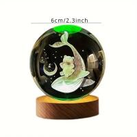 Lámpara De Mesa 3D Carved Cristal Ball Ballena Para La Noche Regalo De Aniversario Para Mujer Regalo De San Valentín Para El Dormitorio Y Sala - details 1