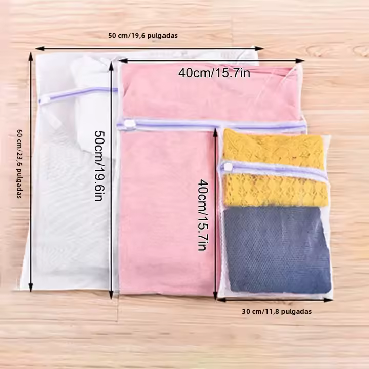 Set De 3 Bolsas De Lavandería Con Cremallera En Color Morado Malla Fina Para Ropa Sensible Bolsa Especial Para Cuidado De Ropa Moderna Y Sencilla - 1