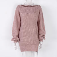 Vestido De Lana Gruesa Para Mujer Estilo Casual Cuello Abierto Manga Larga Color Sólido Diseño Suelto Mini Vestido De Otoño Invierno - details 22