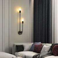 Lámpara De Pared Nórdica De Lujo Moderna Minimalista LED Negro Y Oro Creativa Fondo De TV Pasillo Dormitorio Lámpara De Noche - details 3