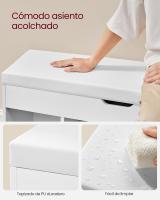 Banco zapatero con asiento acolchado, resistente, 3 estantes, tapa abatible, marrón o blanco, perfecto para pasillo o habitación - details 4