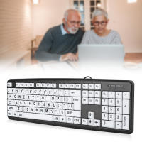 Teclado Para Visión Baja Negro Con Teclas De Impresión Gruesa Y Teclado Conexión USB Cableado Para Ancianos 104 Teclas - details 4