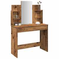 vidaXL Tocador con espejo 96x39x142 cm en color Negro/Gris hormigón/Gris sonoma y más | decorativo de pared para baño dormitorio recibidor moderno - details 3