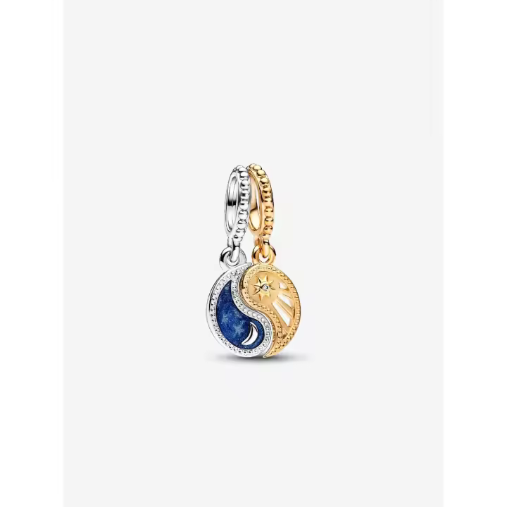 Pandora - Charm Colgante bicolor divisible de Sol y Luna-Plata de ley y Baño de Oro de 14 K - 1