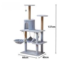 Cature, Árbol para Gatos, Torre para gatos, 5 Niveles con Hamaca y Casa, 137 cm de Altura, Gris - details 6