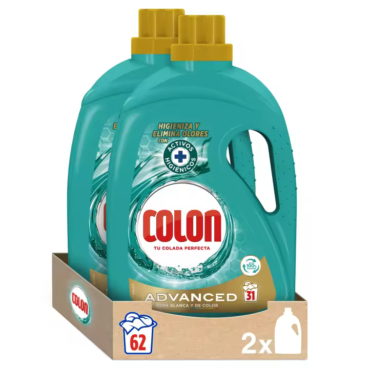 Colon Higiene Advanced, Detergente para la ropa Gel 62 lavados (2x31 lavados) - 1