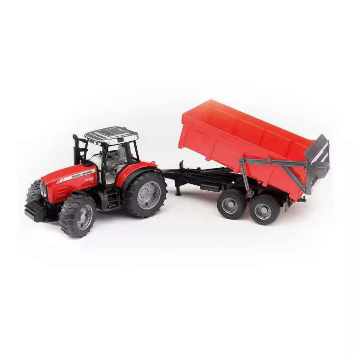 Bruder Tractor Massey 7480 con Remolque - Juguete para Niños - 1