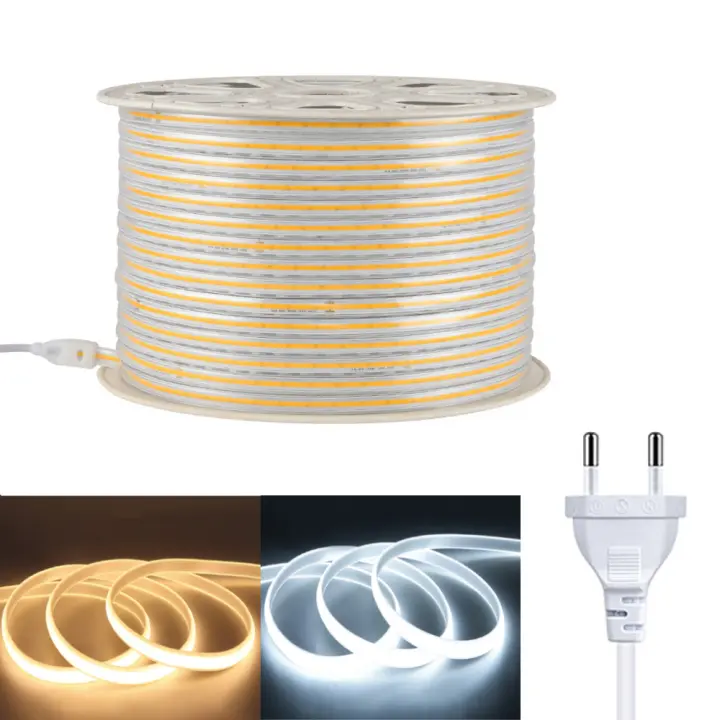 Tiras LED COB De 220V Alta Brillo IP65 Impermeable Adhesivo Rígida Para Iluminación De Habitaciones Jardín Exterior - 1
