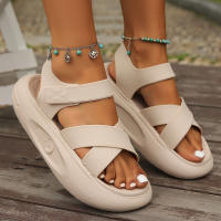 Sandalias De Moda Para Mujeres Color Rosa Con Plataforma Y Tacón Plano Cómodo Y Moderno Para El Verano Cierre Con Hebilla Material PVC - details 8