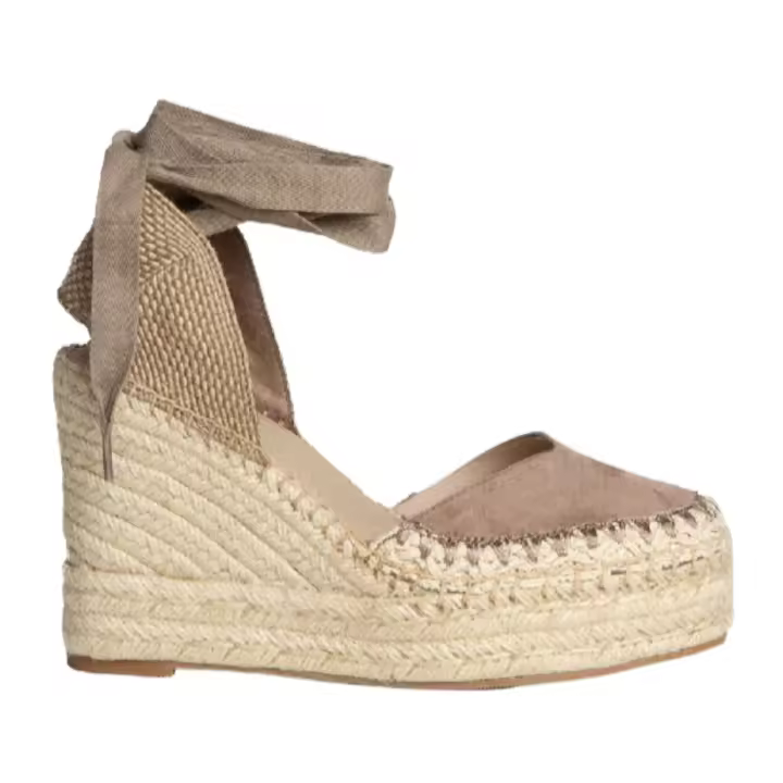Corina plataforma 3cm y cuña de yute 10cm para mujer m5380 color taupe - 1