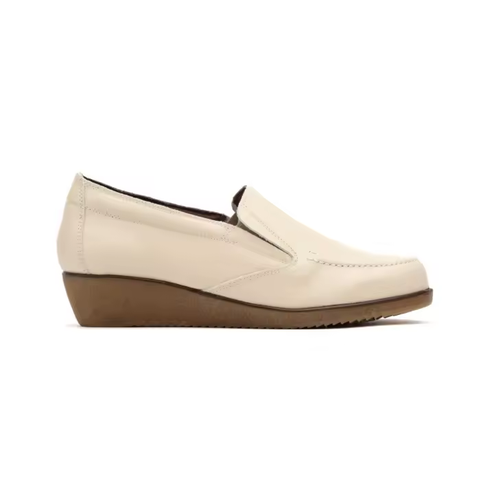 Mocasines de piel beige con cuña Piel Microfibra transpirable y termoreguladora Piel - 1