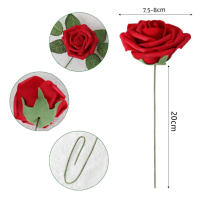 25pcs Rosas Artificiales Rojas Con Tallo Para Decoración De Bodas Y Fiestas De San Valentín Flores Artificial PE Para DIY - details 6