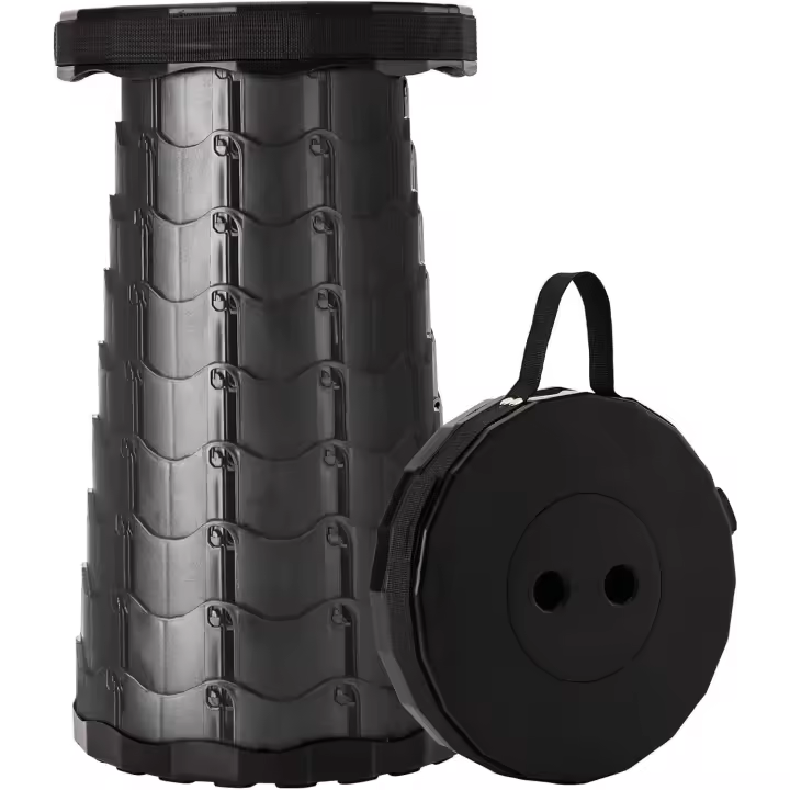 Taburete plegable Mejorado comprimido, taburete plegable portáril taburete retráctil para Pesca, excursiones de senderismo, barbacoa, Fiesas (Negro) - 1