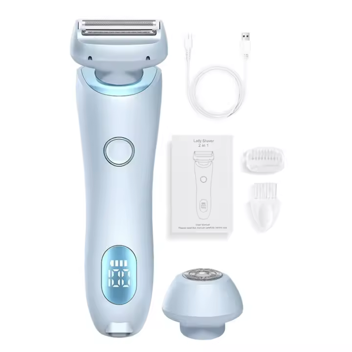 Nueva Razor Eléctrica Para Mujer 2 En 1 Trimmer De Bikini Y Afeitadora Para Cara Y Axilas Peluca Eliminación IPX7 Impermeable Para Piernas Y Boca - 1