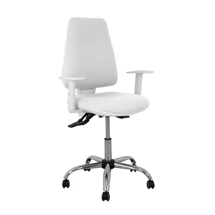 Silla Elche blanca asincro bali blanco brazos regulables ruedas de parqué - 1