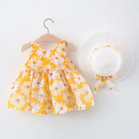 Ropa De Bebé Para Verano Vestido De Playa De Algodón Con Suspensión Para Niña + Sombrero De Sol Vestido De Princesa 2 Piezas - details 11