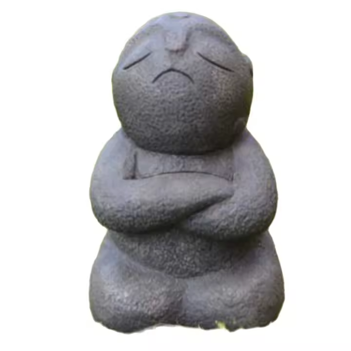 Figura Japonesa Jizo Enfadado de Piedra Artificial 16x20cm - Marca AnaParra, Escultura para Jardín y Exteriores - 1
