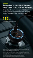 Baseus Car Charger 160W QC 5.0 Carga Rápida Doble Tipo C USB Para iPhone 15 14 13 12 pro Laptops Tabletas Cargador De Coche - details 7