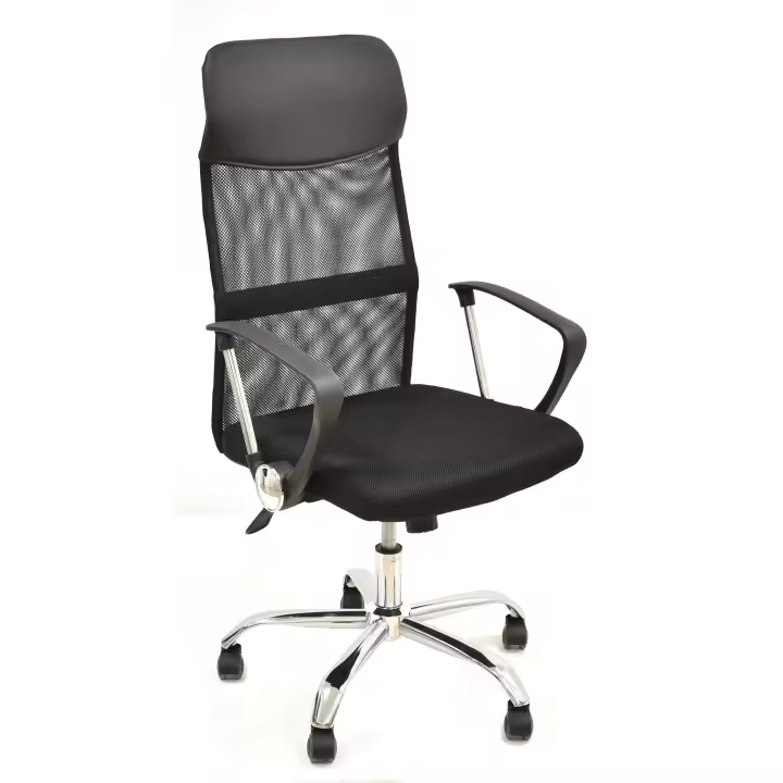 Sillón de oficina GINO (M), malla negra y tejido mesh negro - 1