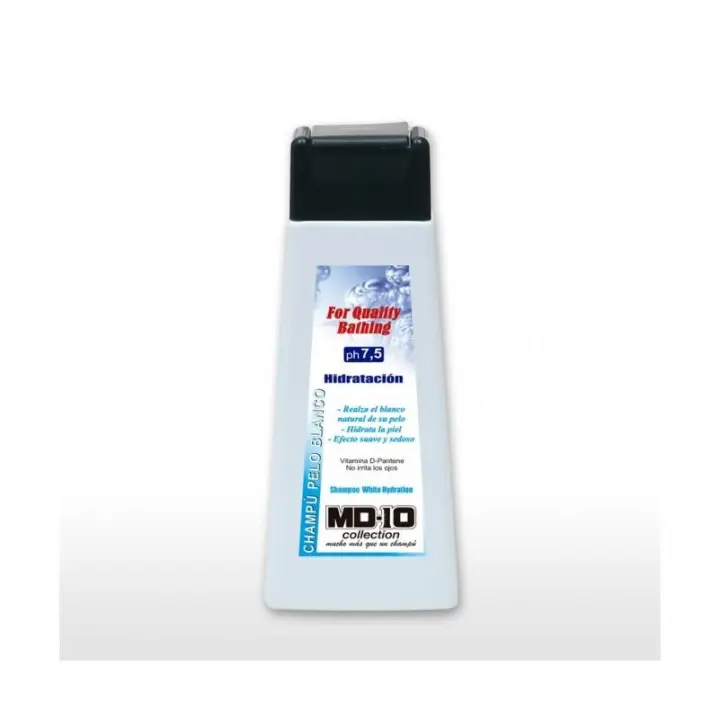 Champú para Perros de Pelo Blanco - Champú Hidratante y Dermoprotector con Vitamina D-Pantenol - Realza el Color - Para Perros con Pelo Largo y con Nudos - pH Neutro - MD10 COLLECTION - 1