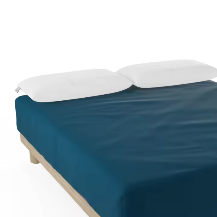 Nalui Sábana Bajera  Azul 100% Algodón 180 Hilos (Camas max 28cm), Suave, Fresca, Transpirable, Lavable a 30ºC - 1
