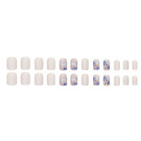 Kit De Uñas Postizas Con Diseño Geométrico Y Estampado De Océano Azul 24 Piezas Uñas Falsas Cortas De ABS Para Arte De Uñas - details 68