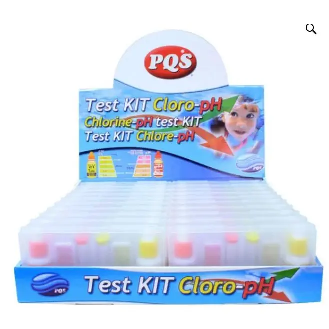TEST KIT PH – CLORO PQS Reactivo para la determinación del pH y para la detección del cloro residual. Recipiente para efectuar los ensayos. 2 cámaras de análisis + reactivos - 1