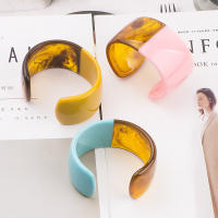 Pulsera De Resina Vintage Para Mujer Bangles Colorido Acrílico Ancha Abierta Encantos Moda Sencilla Fiesta Joyería Nueva - details 5